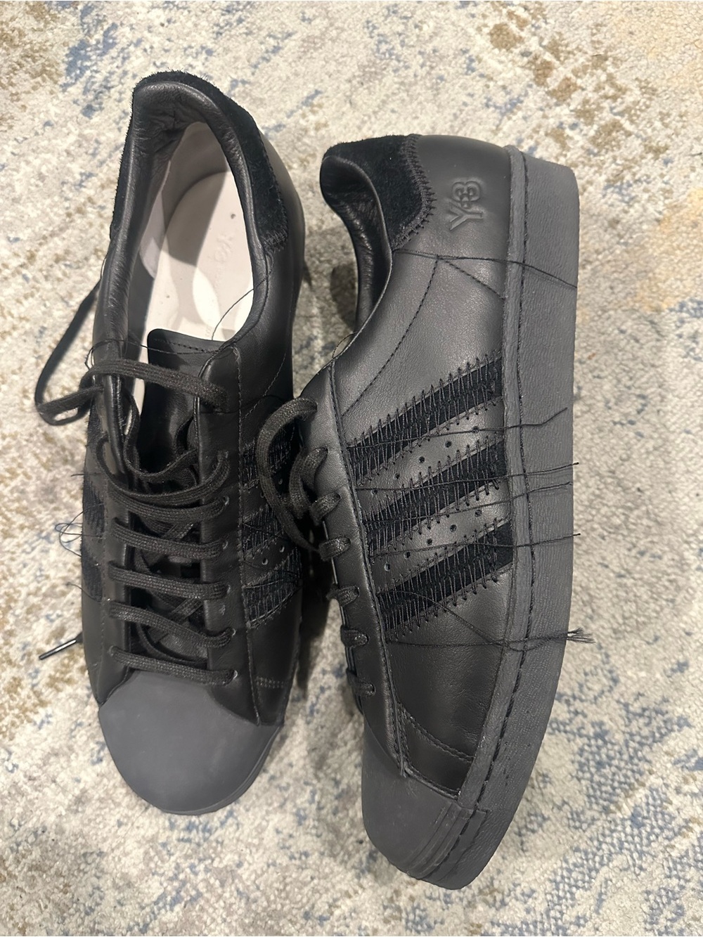 adidas Y-3 SUPERSTAR Black Leather Low-Top Trainers